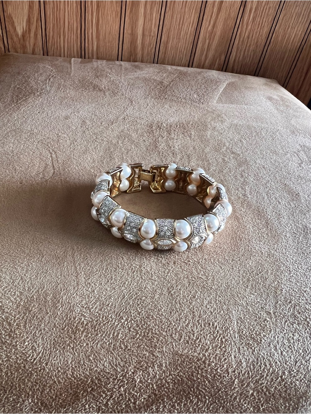 Gold-Tone Faux Pearl & Crystal Statement Bracelet - Women Jewelry